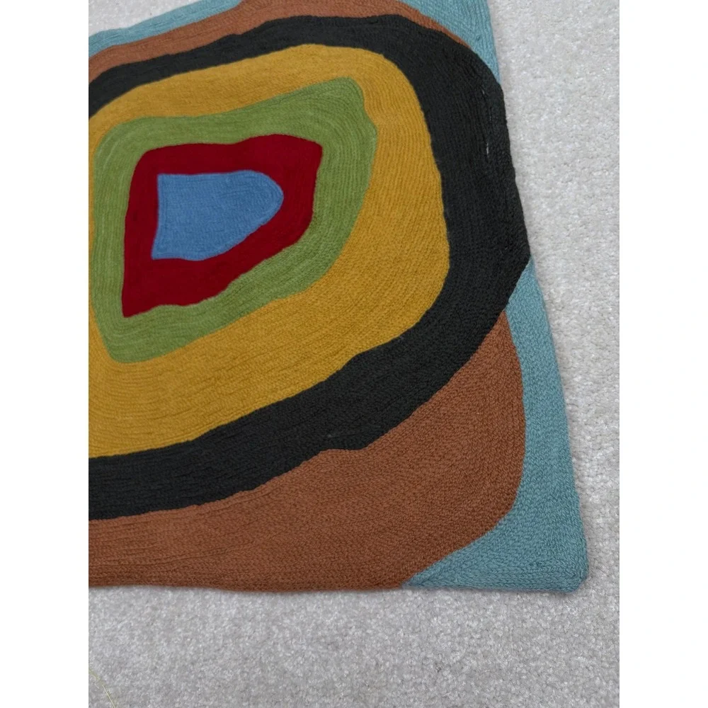 Kashmir Fine Arts & Crafts Wool Hand Embroidered Abstract 18x18 Pillow Cover
